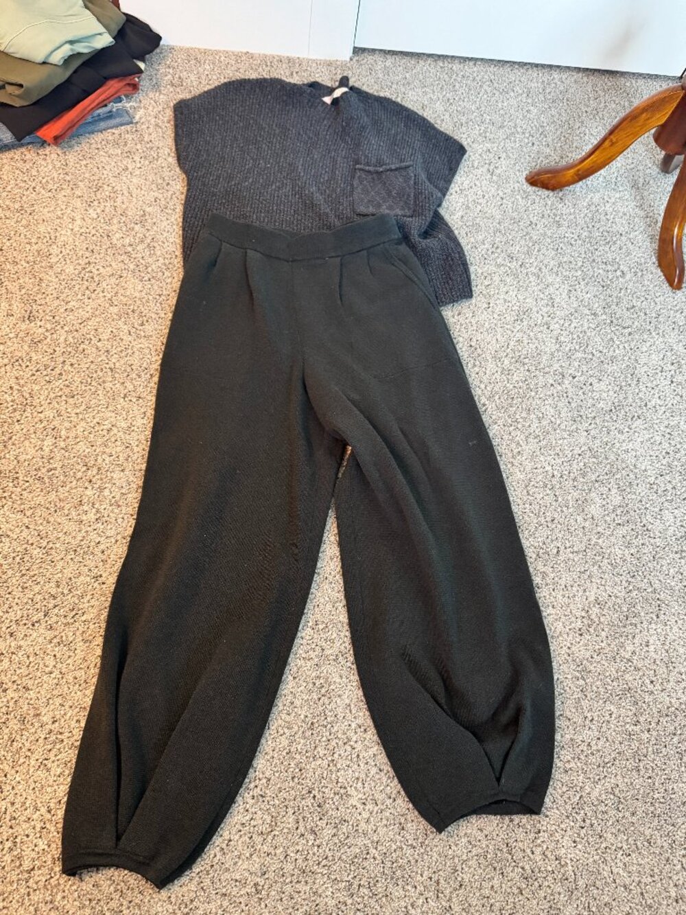 Free People Easy Street Matching Knit Set Charcoal Gray Size Large